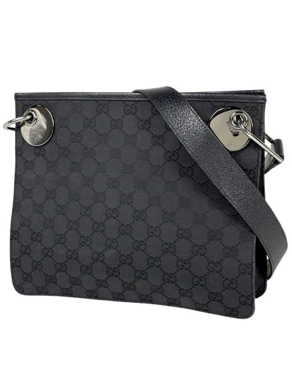 Gucci GG Pattern Shoulder Bag Canvas Black